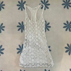 Y2K American eagle crochet floral mini dress